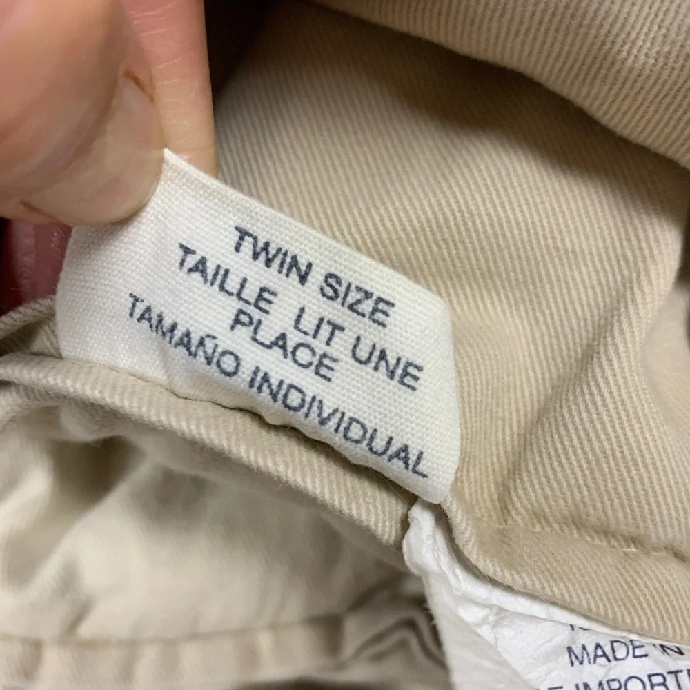 Ralph‎ Lauren Chino Comforter Twin Khaki Tan 90s USA Cotton Heavyweight Prep Bed